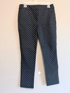 LOFT Black Slim Cotton Polka Dot Pants